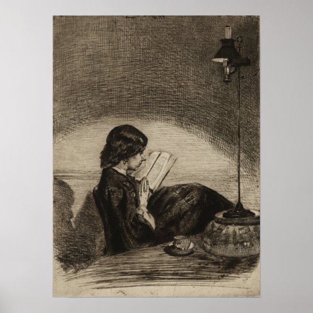 Pfeifen - Lesen durch Lampenlicht Poster (Vorne)