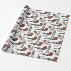 Pfeifen rauchender Gentleman mit Zylinder Vintage Geschenkpapier