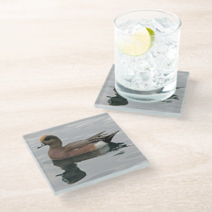 Pfeifente Enten Spiegelung Foto Vogelliebhaber Glasuntersetzer