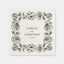 Pfeifhandgezeichnetes Blumenpapier Napkin Serviette