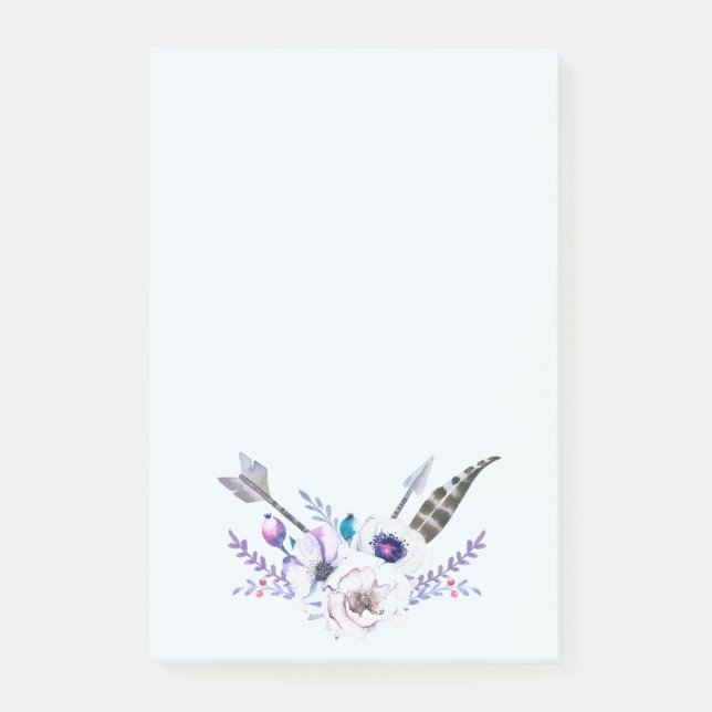 Pfeil, Blume und Feder Post-it Klebezettel (Vorderseite)