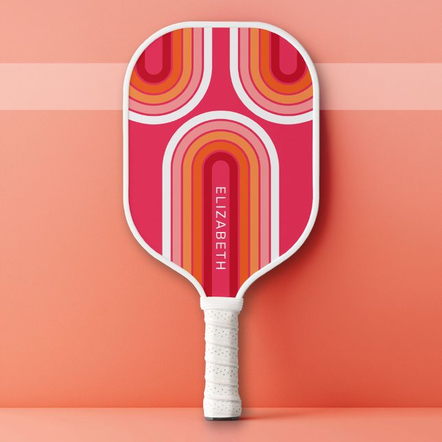 Pfeil der Retro-Linie mit Hot-Pink-Orange - Monogr Pickleball Schläger (Custom Pickleball Paddle)