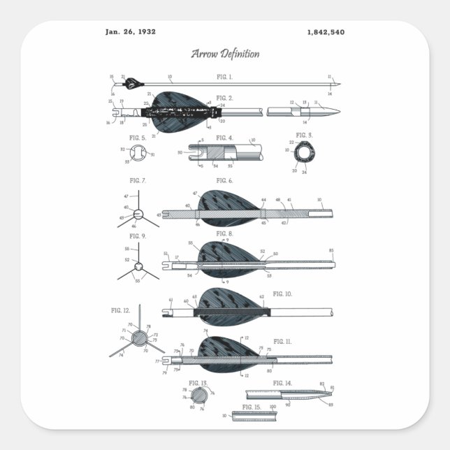 Pfeil für Bogendefinitionen Quadratischer Aufkleber (Vorderseite)