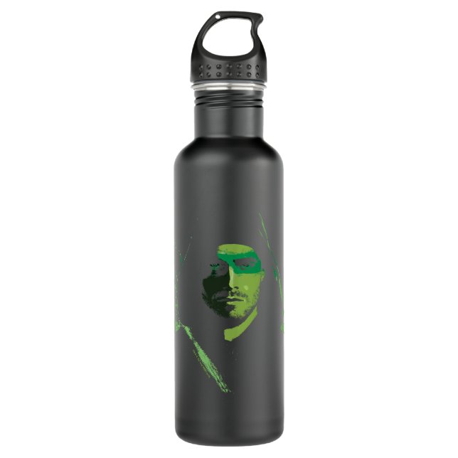 Pfeil | Green Arrow Green stylisierte Cutout Edelstahlflasche (Vorderseite)