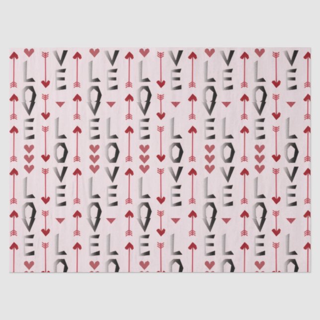 Pfeil, Herz & Liebe Romantisches Design Seidenpapier (Vorderseite)