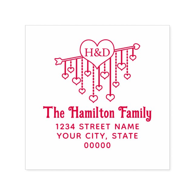 Pfeil mit hängenden Herzen Name Rücksendeadresse Permastempel (Design)