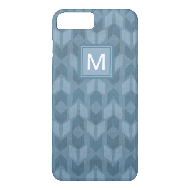 Pfeil-Muster des Monogramm-| Geo blaues des Case-Mate iPhone Hülle (Rückseite)