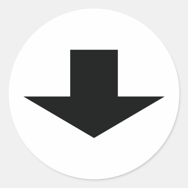 Pfeil nach unten runder aufkleber (Vorderseite)
