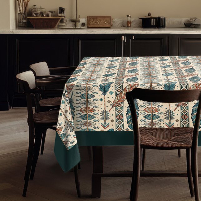 Pfeil- und Federdrucktablett - Tribal-Stil Tischdecke (Arrow and Feather Print Tablecloth – Tribal Style)