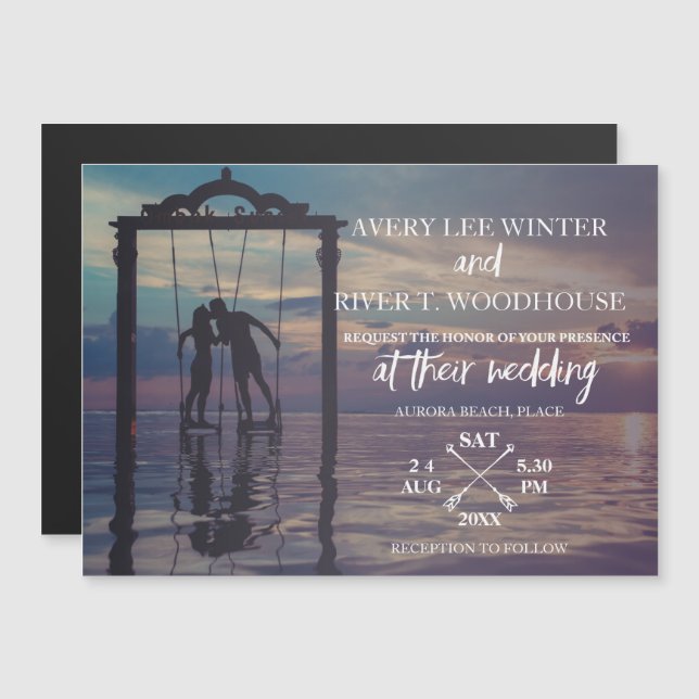 Pfeile Foto-Karte Einladung Hochzeitsfeier (Vorne/Hinten)