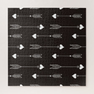Pfeile, Herzen, abstraktes Vintages Muster. Puzzle