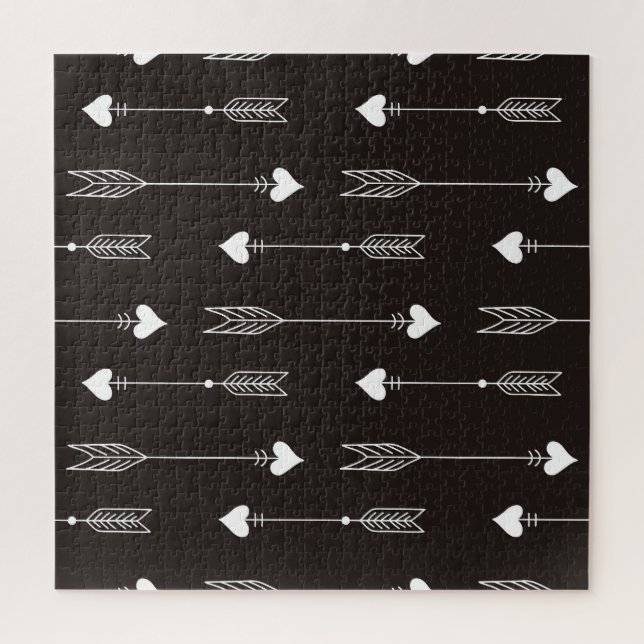 Pfeile, Herzen, abstraktes Vintages Muster. Puzzle (Vertikal)