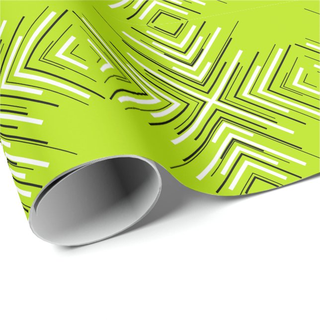 Pfeile in Lime Green, Black und White Geschenkpapier (Rolleneckpunkt)