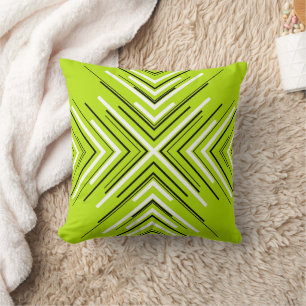 Pfeile in Lime Green, Black und White Kissen