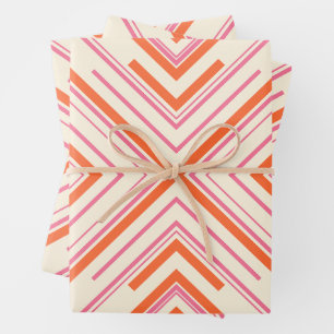 Pfeile in Rosa, Orange und Creme Geschenkpapier Set