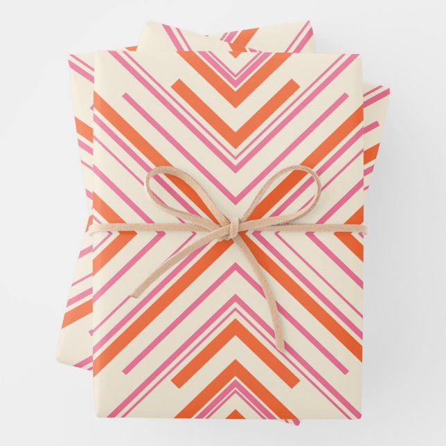Pfeile in Rosa, Orange und Creme Geschenkpapier Set (Beispiel)