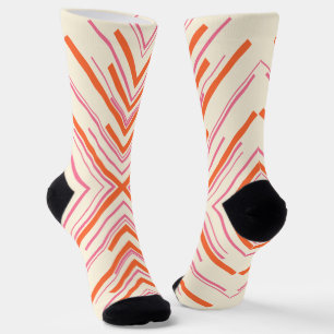 Pfeile in Rosa, Orange und Creme Socken