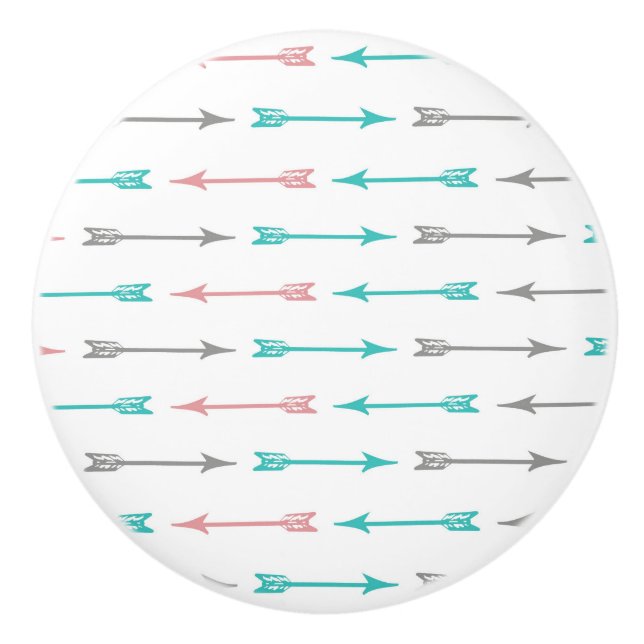 Pfeile (Pfeilmuster) - Blauer Rosa Grau Keramikknauf (Vorderseite)