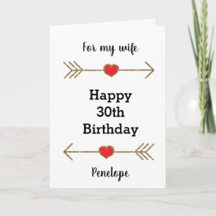 Pfeile rot und Gold für meine Ehefrau Geburtstag Karte