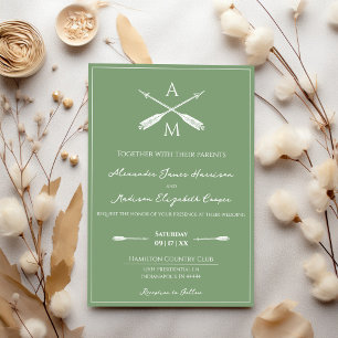 Pfeile und Monogramme Hochzeiten Moss Green Einladung