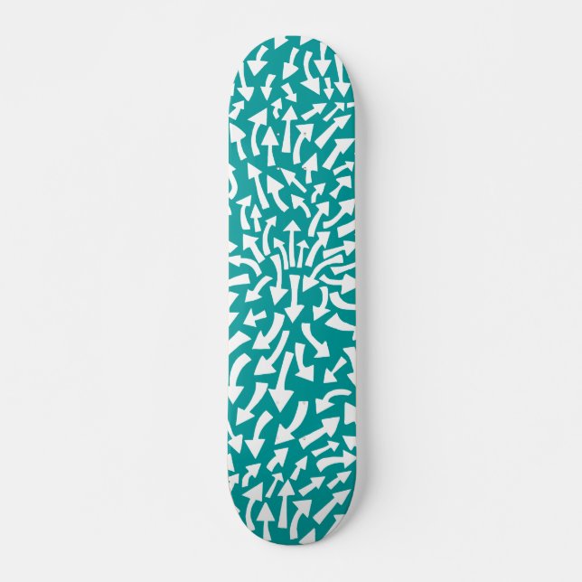 Pfeile - weiß auf Aquamarin Skateboard (Vorne)
