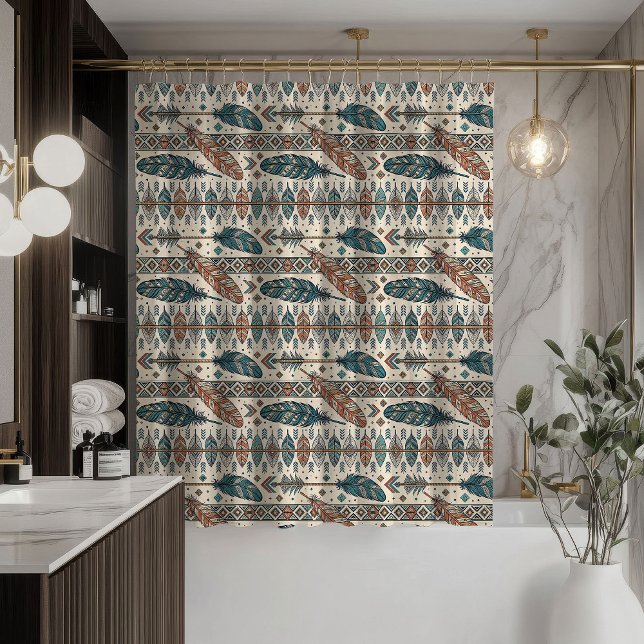 Pfeilmuster-Duschvorhang Native Boho Vibes Duschvorhang (Arrow Motif Shower Curtain Native Boho Vibes)