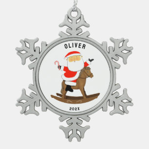 Pferd 2024 Sammelgut Schneeflocken Zinn-Ornament