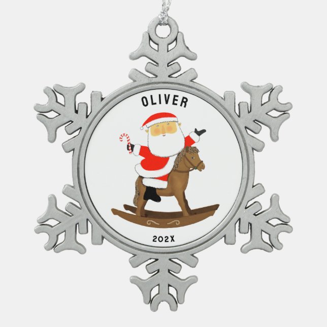 Pferd 2025 Sammelgut Schneeflocken Zinn-Ornament (Vorderseite)