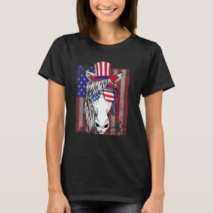 Pferd 4. Juli Amerikanische Flagge Usa Frauen Mädc T-Shirt