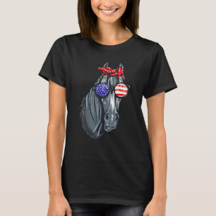 Pferd 4. Juli Frauen Pferd Grafik American Fl T-Shirt