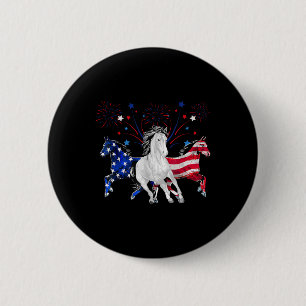 Pferd 4. Juli Patriotische amerikanische Flagge Button