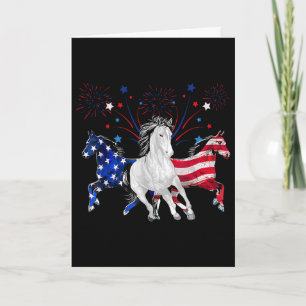 Pferd 4. Juli Patriotische amerikanische Flagge  Karte