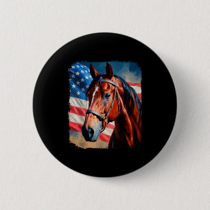 Pferd 4. Juli Patriotisches Pferd Amerikanische Fl Button