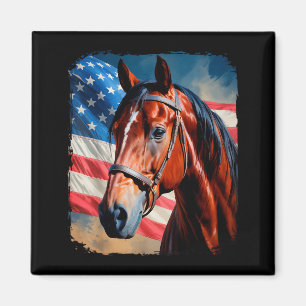 Pferd 4. Juli Patriotisches Pferd Amerikanische Fl Magnet