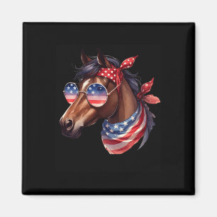Pferd 4. Juli-Shirt Frauen Mädchen Pferd Amerikani Magnet