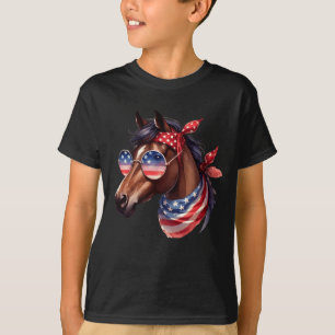 Pferd 4. Juli-Shirt Frauen Mädchen Pferd T-Shirt