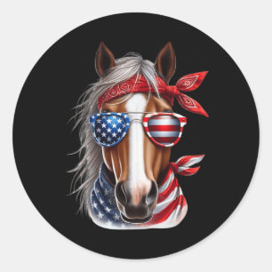 Pferd 4. Juli-Shirt Männer Jungen Pferd Amerikanis Runder Aufkleber