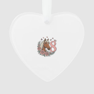 Pferd 8. Geburtstag Florales Vintage-Gravurdesign Ornament