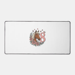 Pferd 8. Geburtstag Florales Vintage-Gravurdesign Schreibtischunterlage