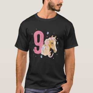 Pferd 9. Geburtstag Neun Bday 9 Jahre alter Geburt T-Shirt