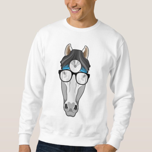 Pferd als Arzt mit Brille Sweatshirt (Vorderseite)