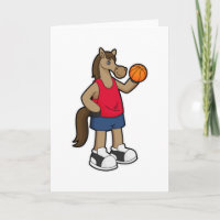 Pferd als Basketballspieler mit Basketball