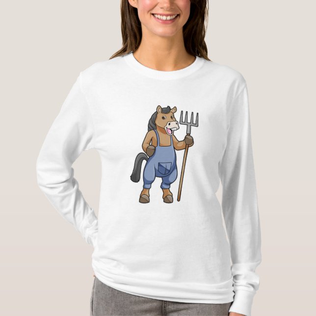 Pferd als Bauer mit Rake T-Shirt (Vorderseite)