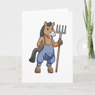 Pferd als Bauer mit Rechen Karte