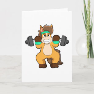 Pferd als Bodybuilder mit Barbell Karte