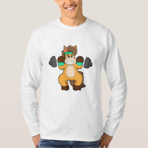 Pferd als Bodybuilder mit Barbell T-Shirt
