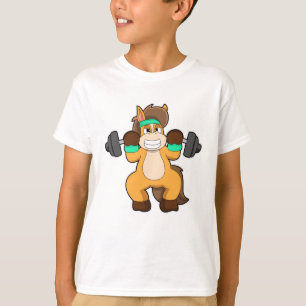Pferd als Bodybuilder mit Barbell T-Shirt