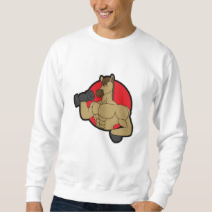 Pferd als Bodybuilder mit Dumbell Sweatshirt