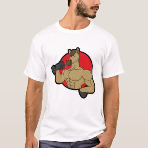 Pferd als Bodybuilder mit Dumbell T-Shirt