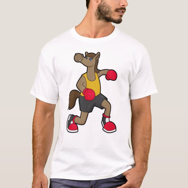 Pferd als Boxer mit Boxhandschuhen T-Shirt (Vorderseite)